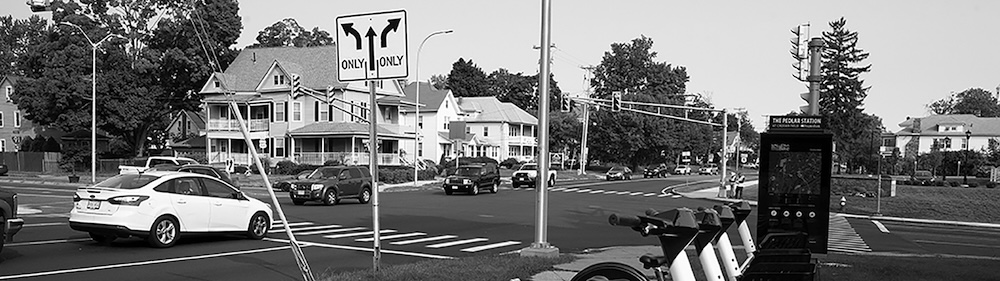Intersection with different modes of transportation.