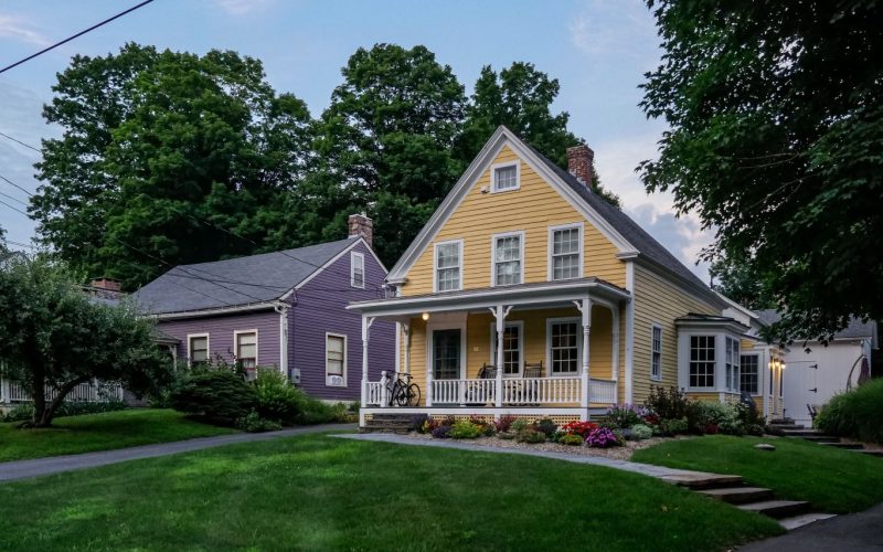 Colorful neighboring homes in Massachusetts Pioneer Valley region