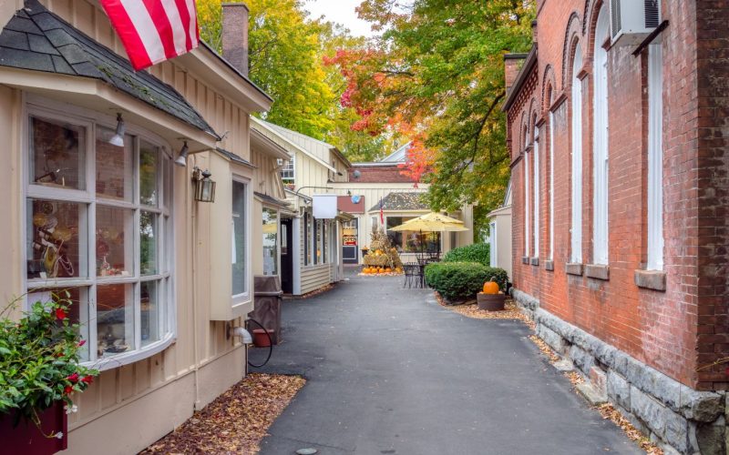 Charming shops in Massachusetts municipality's downtown.
